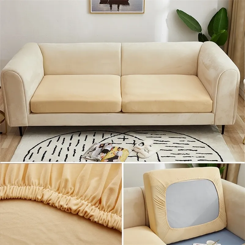 Sofa Seat Cushion Cover Soft Cozy Stretch Sofa Meubels Protector Case Home Decor Elastische Couch Kussen Seat Cover SnowCover LJ201216