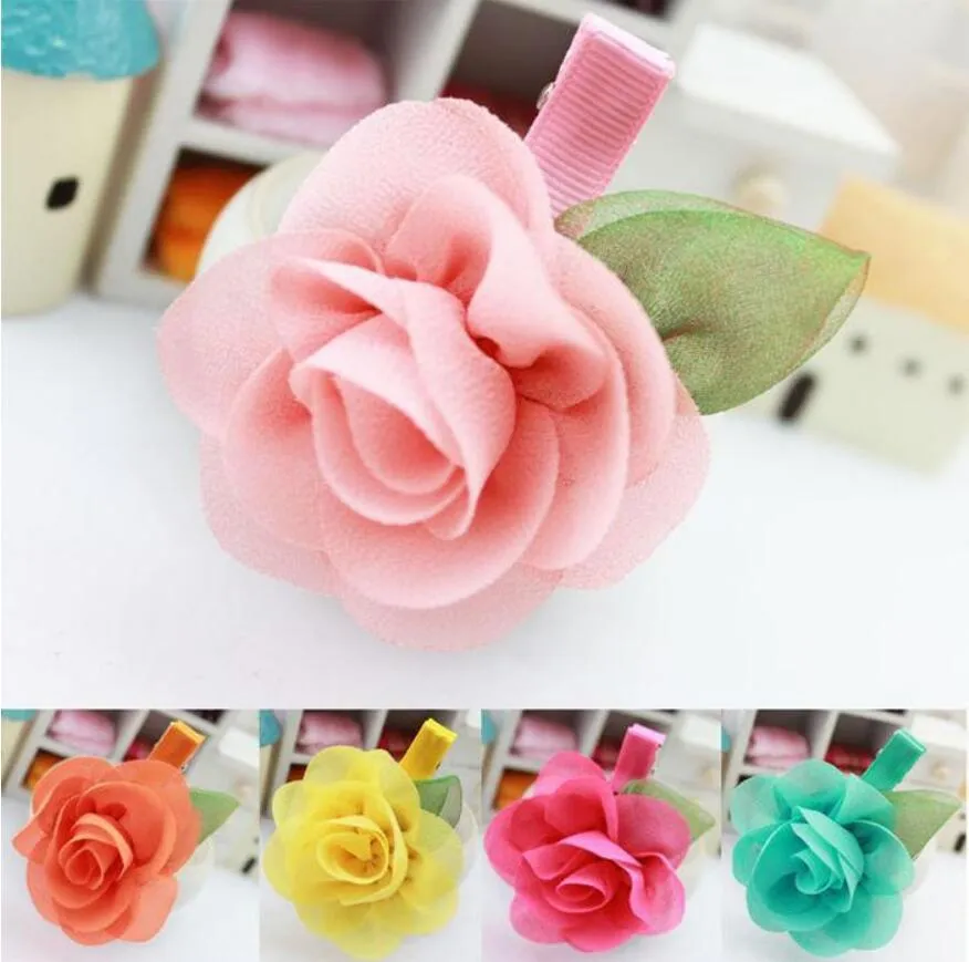 Neue Mode Kinder Baby Zubehör Kinder Mädchen Haarschmuck Haarbänder Haarspangen Rose Blume Prinzessin Baby Party Headwear Mixcolors