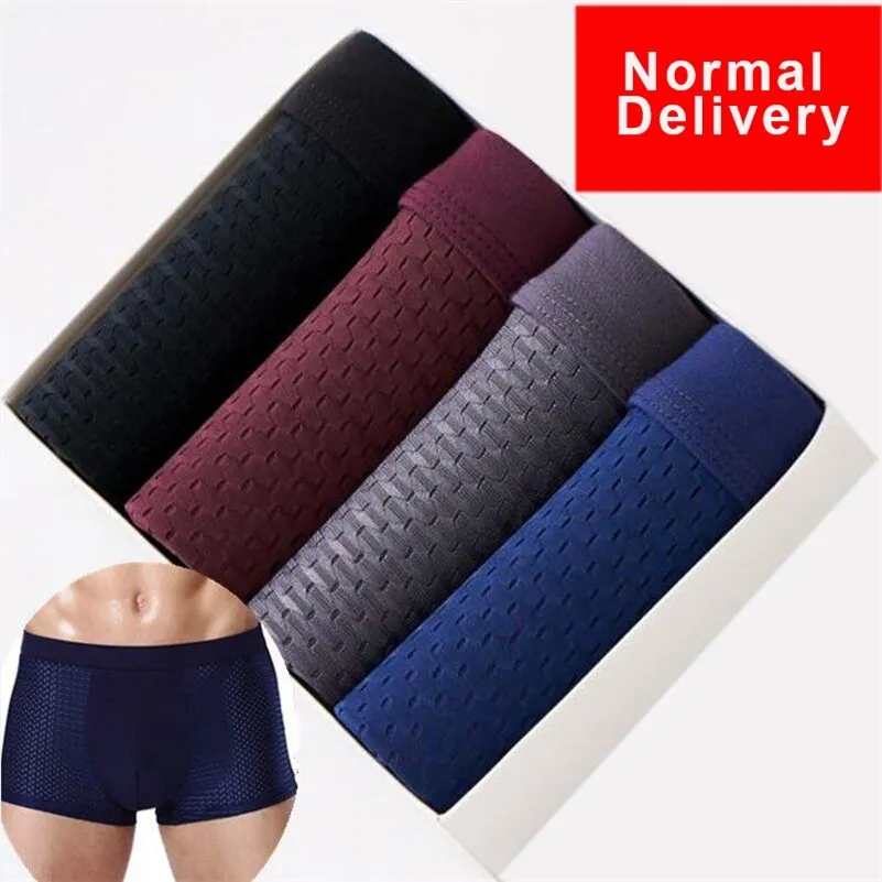 Bokserki Mężczyźni Bielizna Pakiet Bambusowy Człowiek Człowiek Krótki Oddychający Solid Solid Boxershorts Pure Kolor Wierszniki Vetement Homme LJ201109