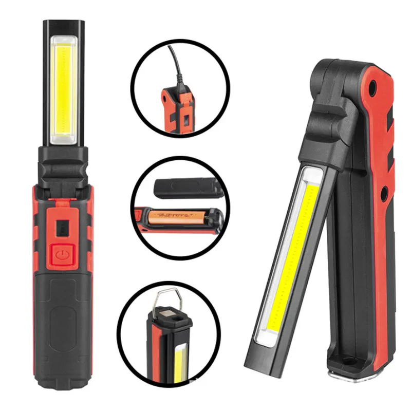 Torches LED Work Light COB Rechargeable with Magnetic Base 270 Degree Rotate Flashlight Inspection Lights for Car Repair Hou