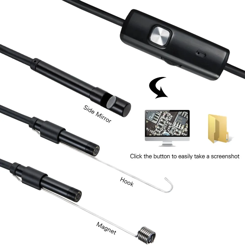 Cámara endoscópica Flexible IP67 de 7mm, boroscopio de inspección,  impermeable, Micro USB, para Android, PC, Notebook