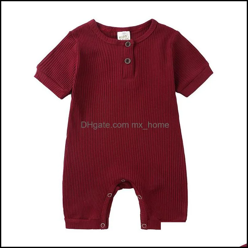 11 Colors Summer Kids Clothing Infant Romper Short Sleeve Toddler Jumpsuit Solid Knitted Pit Cotton Newborn Baby Boys Girls Clothes