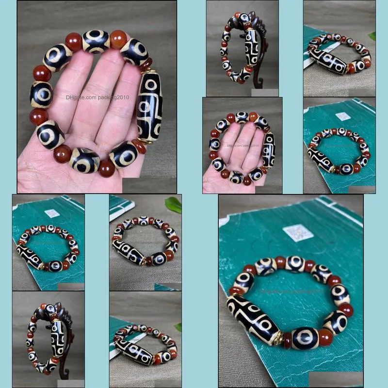 Factory Wholesale Agate Three-Eye Tibet Beads Bracelet Mens Tibet Beads Agate Bracelet Wholesale Live Supply
