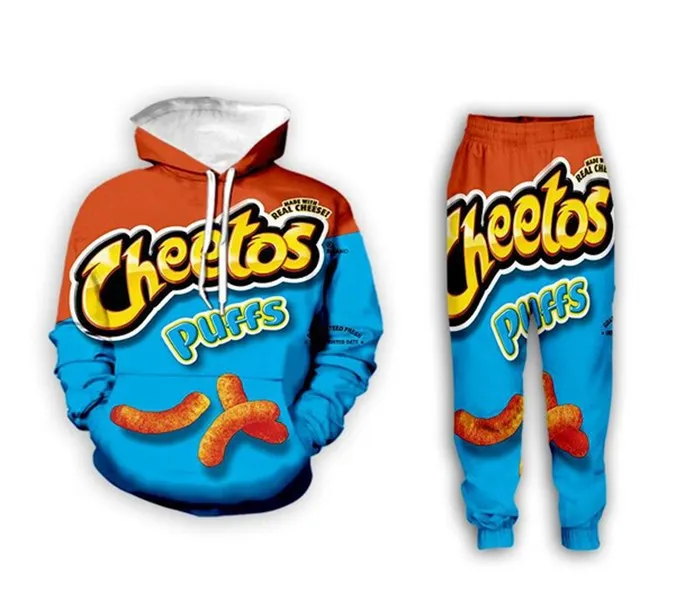 New homens / mulheres Cheetos Puffs 3D Imprimir Moda Casual Hoodies / Sweatpants Hip Hop Fatos Z47