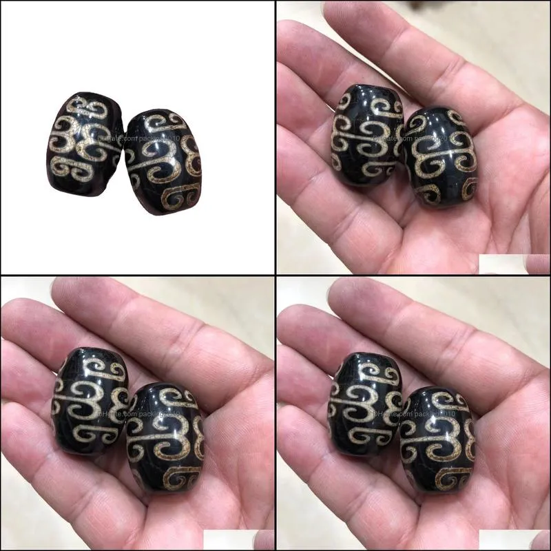 Factory Wholesale Tibetan Antique Beads Return Pattern Tibet Beads Barrel Beads Bracelet Necklace Vintage Accessories Ornament