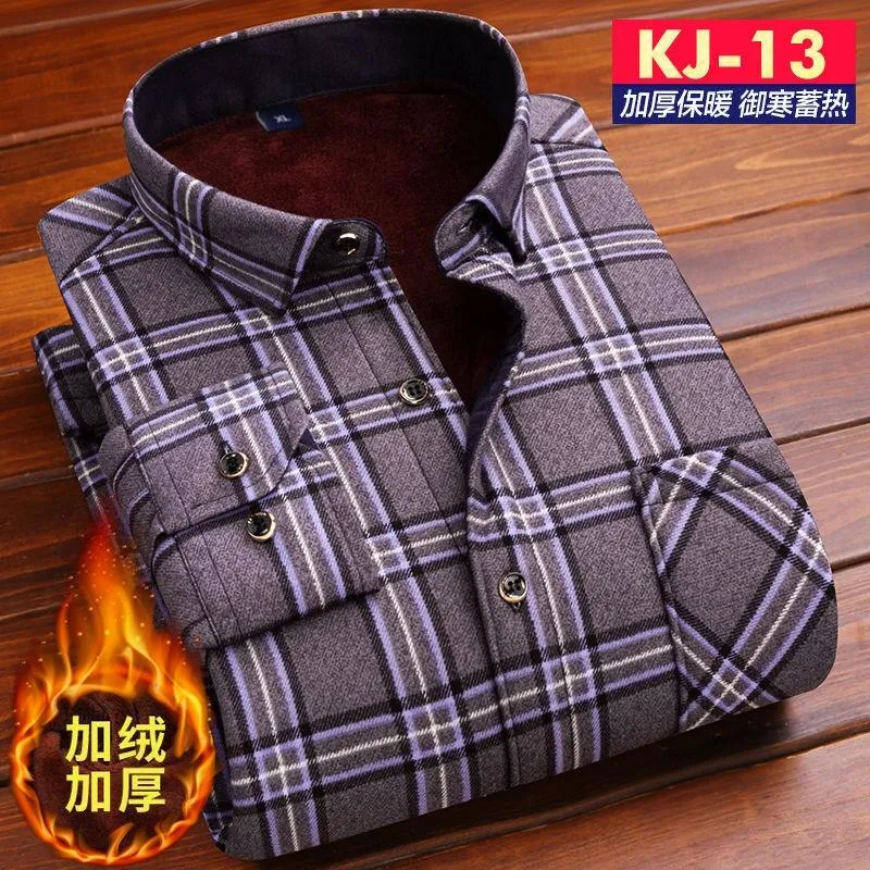 2020 moda masculina magro camisas de manga longa outono inverno espessamento quente xadrez masculino camisa social roupas sociais masculina273u