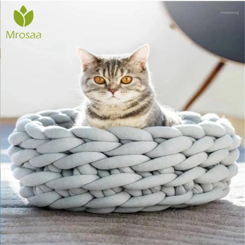 Cat Beds & Furniture Knitted Pet Bed Dog Puppy Pillow House Soft Warm Mat Mini Comfortable Nest Kennel Supplies1