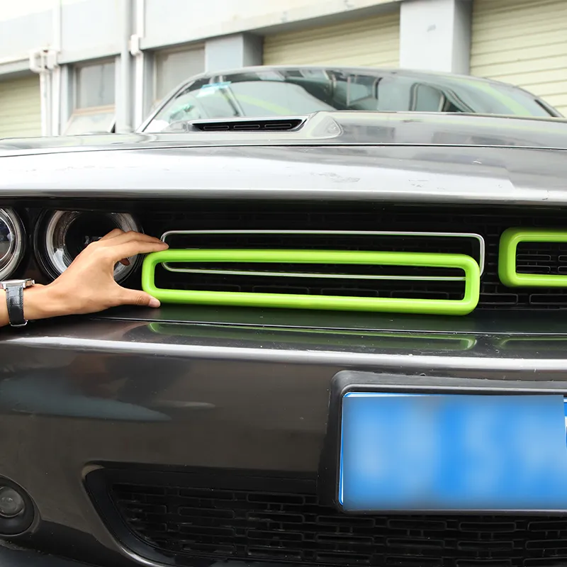 Зеленая передняя сетка автомобиля, передние решетки, декоративное кольцо для Dodge Challenger 2015 UP, Стайлинг автомобиля, аксессуары для салона автомобиля281d