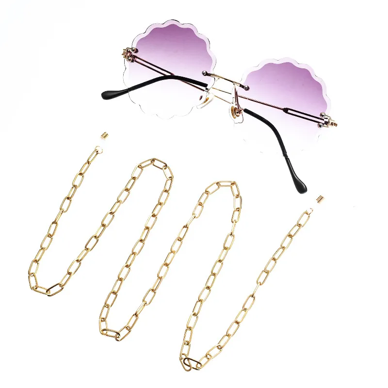 Mode metall glasögon kedjor solglasögon kedja enkel designer guld halsband anpassad hummer lås 20st / lot grossist