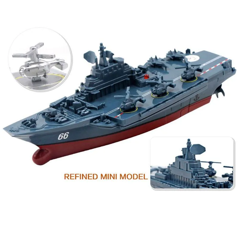 2.4GHz Remote Control Ship Aircraft Carrier Warship Battleship Cruiser High Speed Boat RC Racing Toy Dark Blue