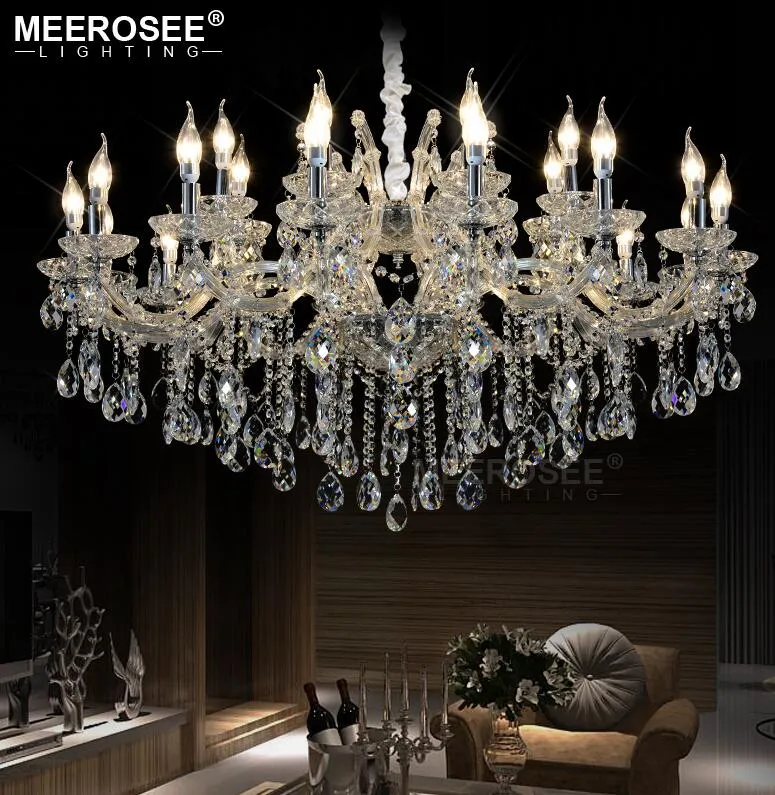 Luxurious Crystal Chandelier Light Fixture Clear Chrome Modern Lamp for Foyer Restaurant Project Maria Theresa Hanging Lamp Indoor Lighting