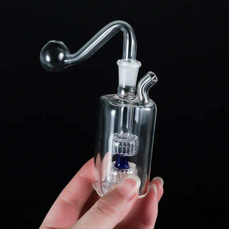 Mini Small Colorful Glassware Hookah smoking Glass Oil Burner Pipe with 10mm Bowl Percolater Bubblers Water Pipes Clear Tobacco Bowls Smoking Accessories