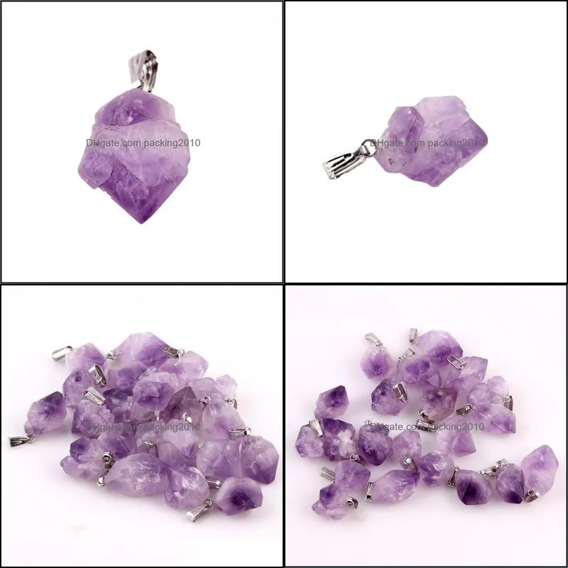 Wholesale- Natural Amethyst Point Stone Pendants Pendulum Crystal Chakra Healing Reiki Beads Free