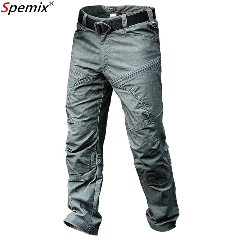 Mens impermeável calças táticas masculino basculador casual calças de carga urbano calças multi bolsos ripstop exército estilo militar lj201007