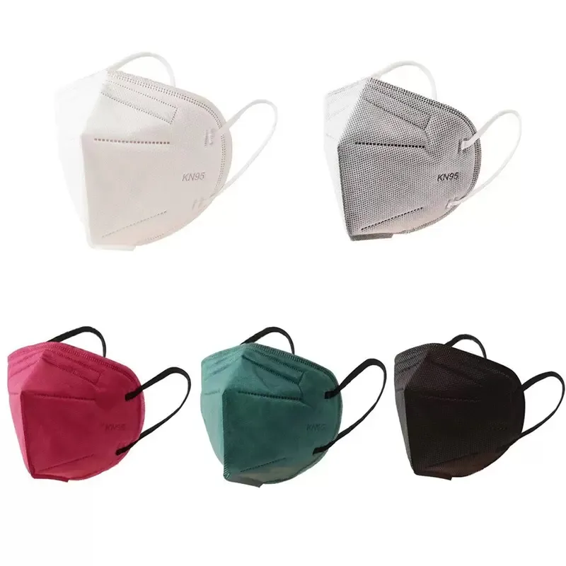 Maschera per il viso KN95 colorata per adulti Maschere di protezione traspirante antipolvere Moda Uomo Donna Maschere per la bocca curvetta nera CG001