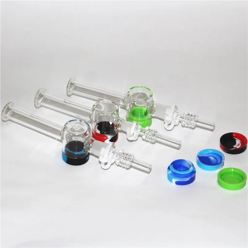 Hookahs Kit de néctar de vidrio con puntas de cuarzo de 10 mm Dab Straw Oil Rigs Tubería para fumar de silicona