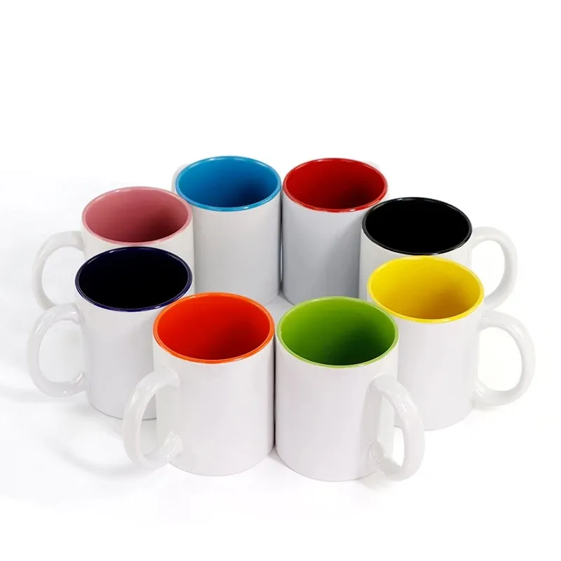 Lege Sublimatie Keramische Mok Kleur Handvat Kleur Inside Blanks Cup door Sublimaties Inkt DIY Transfer Warmte Pers Print Cups