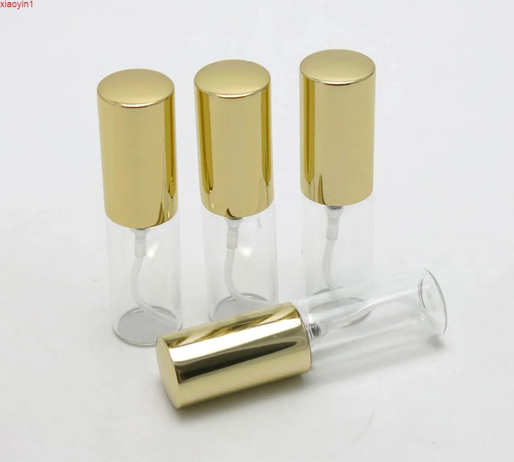 24 x 5ml Botella de perfume de vidrio transparente vacía recargable con rociador de oro y plata 1 / 6oz Parfum atomizador Fragancia buena calidad