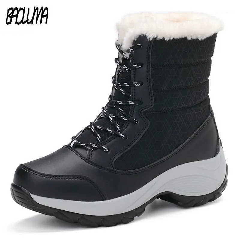Winter Women's Boots Thick Plush Warm Women's Mid-Calf Boots Outdoor Waterproof Platform Winter Snow1