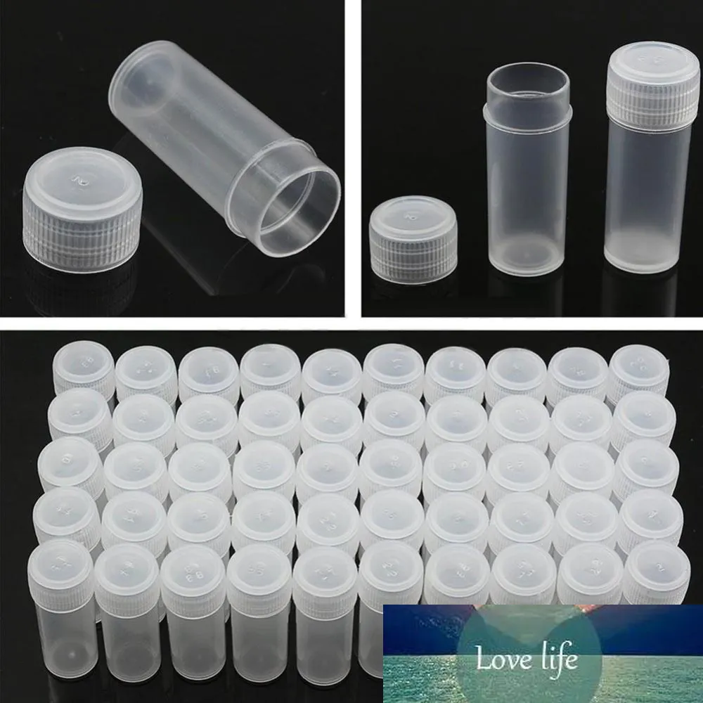 10 pièces/lot 5ml bouteilles d'échantillon en plastique Mini flacons de stockage transparents étui pilule Capsule conteneurs de stockage bocaux Tube à essai Pot pour couvercle