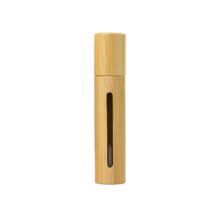 10ml Natural Bamboo Refillable Empty  Oil Perfume Fragrance Scent Steel Roller Ball Bottle For Home Travel SN2038