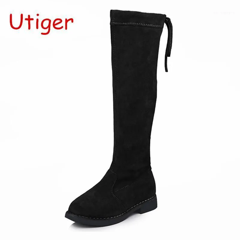 Kind Mädchen Hohe Stiefel Kinder Prinzessin Kleid Stiefel für Mädchen Schuhe Kinder Overknee Flock Warme Schuhe mit Fell1