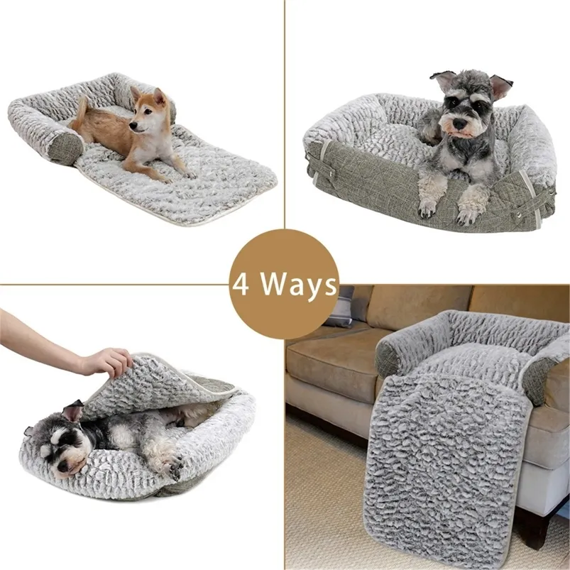 4 façons d'utiliser le coussin de lit doux velours chien chiot lits tapis pour animaux de compagnie chaud chenil chiens chats nid maison pour petit moyen 201223