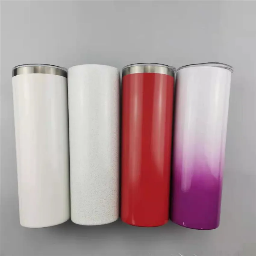 20oz Sublimation Tumbler Gradient Sublimation Skinny Tumbler Powder Coating Colorful Sublimation Tumbler Stainless Steel Coffee Mug A02