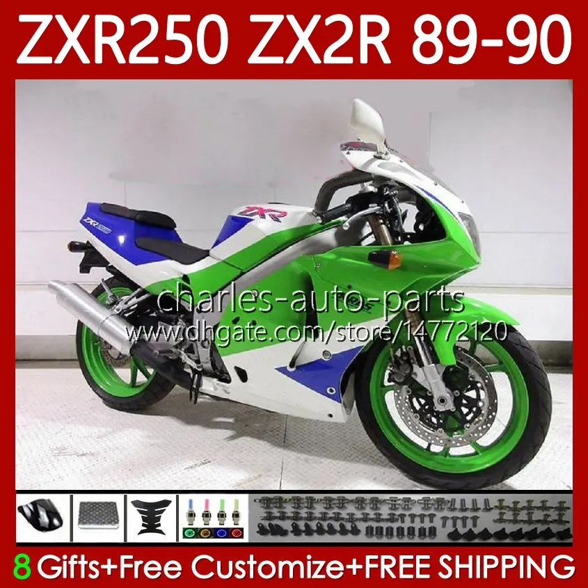 Мотоциклетные тела для Kawasaki Ninja ZX2R ZXR250 ZX 2R 2 R R250 ZXR 250 89-98 CUDLEWORK 84NO.8 ZX2 R ZX-2R Зеленый синий ZXR-250 89 90 ZX-R250 1989 1990 полный обтечный комплект