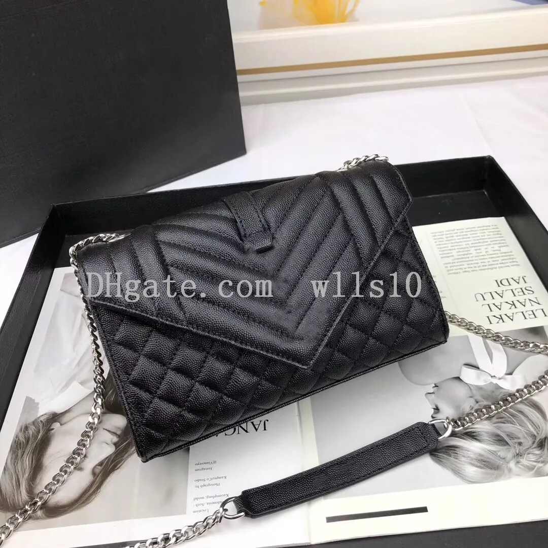 Bolsas de grife femininas Bolsa crossbody Messenger Pequeno grão envelope de couro em relevo Bolsa em forma de V em forma de diamante caviar padrão mini Bolsa de ombro Bolsas de mão