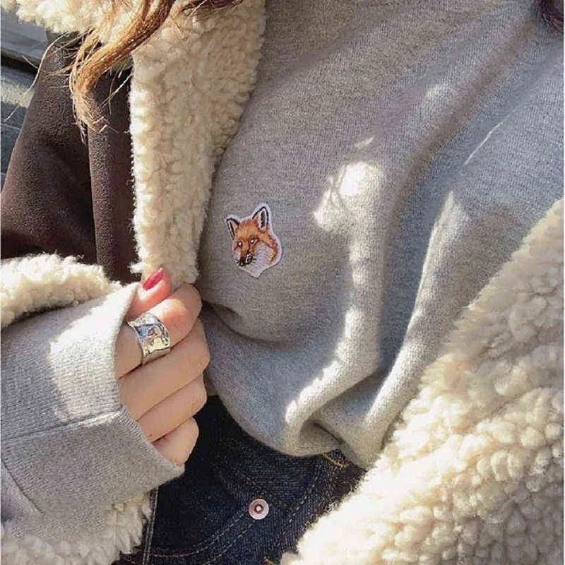Rowling Chic Head Embroidery Women Sweatshirts Winter Long Sleeve O Neck Cotton Pullover Casual Classic cozy Tops 220115