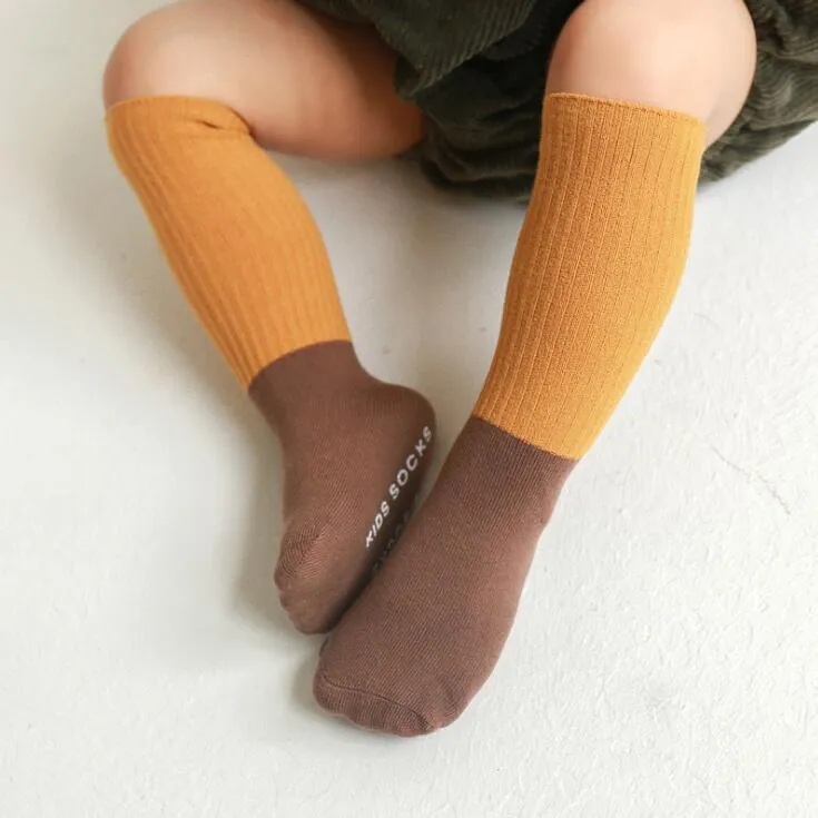Nouveau-né tout-petits genoux chaussette haute bébé fille/garçon solide  longues chaussettes chaud coton décontracté bas 
