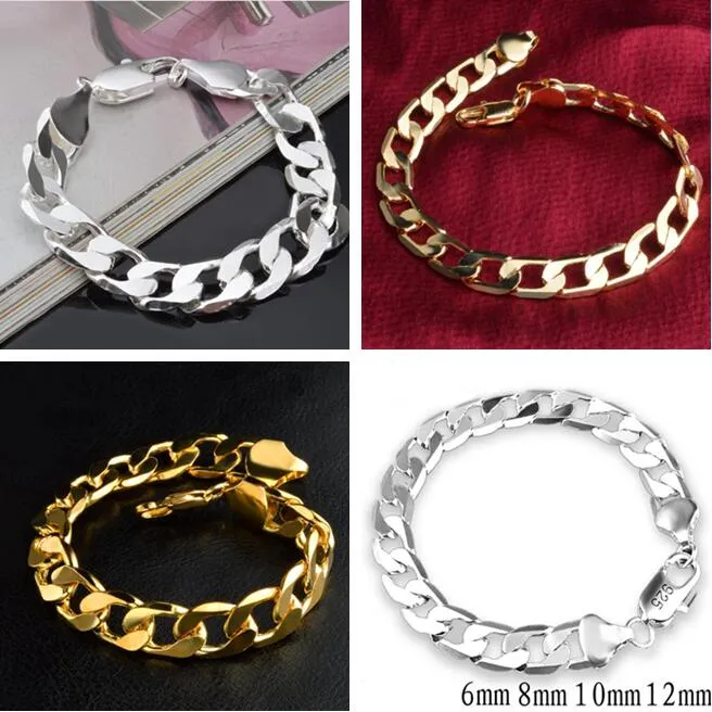 mode man kvinna plätering 18k guld 925 silver 6mm 8mm 10mm 12mm 1: 1 armband märke 925 18k