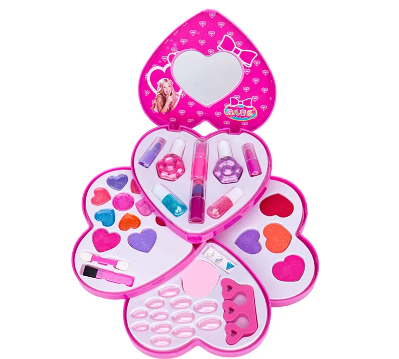 Cosméticos musicales para niños, juguetes en forma de corazón para niñas, puesta en escena, juego de caja de maquillaje no tóxico