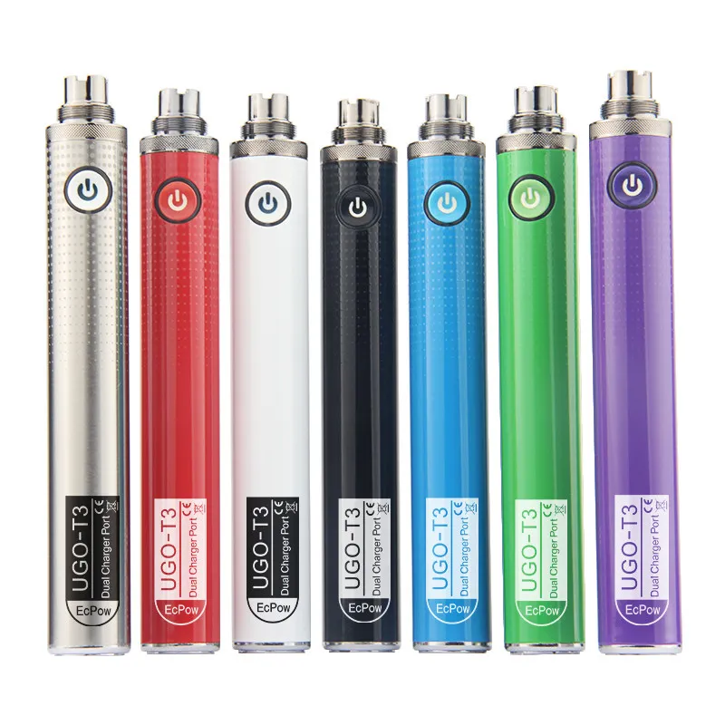 Vaios originais Evod Pré-aqueça V VV Vaporizador Ugo T3 Bateria 1300mAh Variável Tensão Dual E Cig Carregador Porta 510 Penela Vape Vape 510