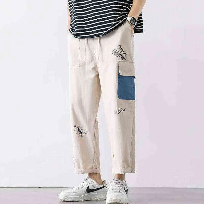 Streetwear Cargo Trousers Men Joggers Loose Sweatpants Wild Wide Leg Pant Casual Overalls Korean Straight Pants Hip Hop Male G220224