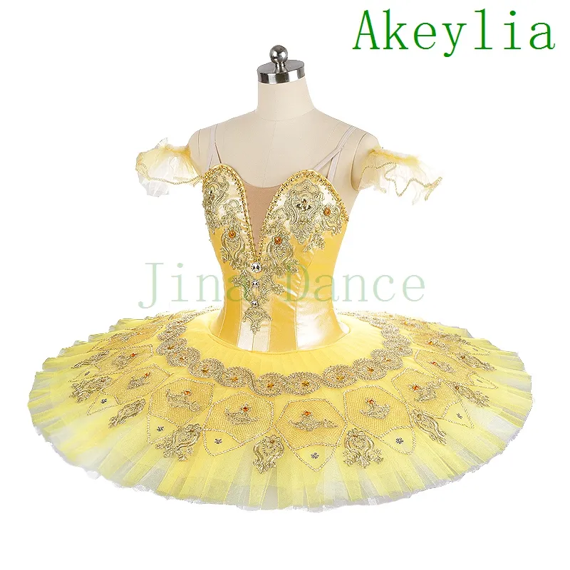 Girls Professional Ballet Tutu yellow Performance Pancake Tutu court Ballet Stage Costume Yellow Canary Fairy Ballerina costume Ad344I