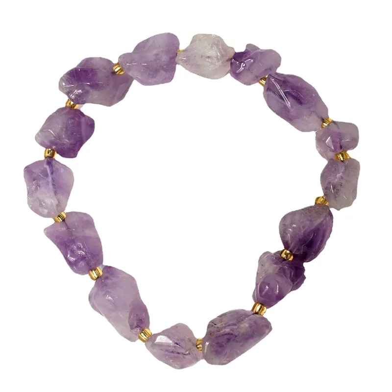 Bracelet cristal cristal de perlé bracelet réel améthyste violet chakra pierre pour femmes