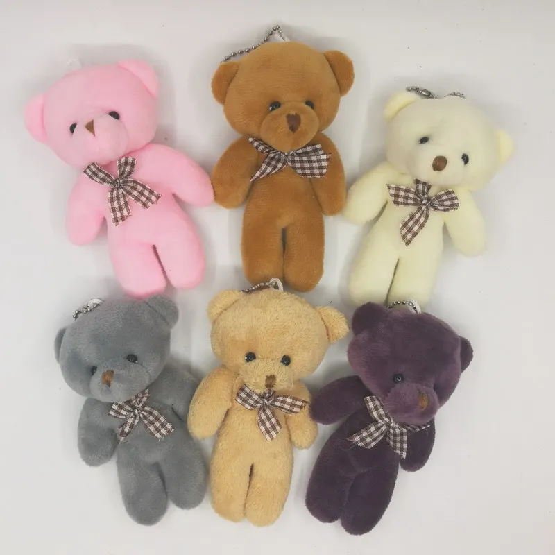 12 cm (4,7 ") adorabile orsacchiotto siamese con pendenti in peluche con fiocco giocattoli per portachiavi / bouquet / telefono / borsa / accessori decorativi regalo