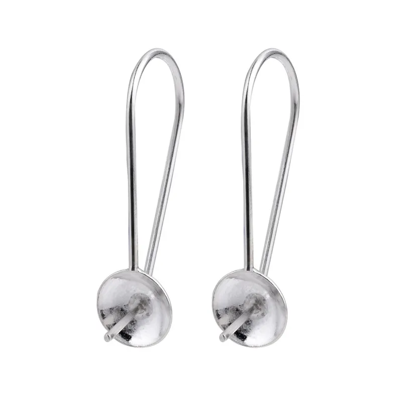 Smycken Inställningar Enkelt lock med PEG Earwires 925 Sterling Silver Ear Wire Hooks Pearl Mounts 5 Pairs