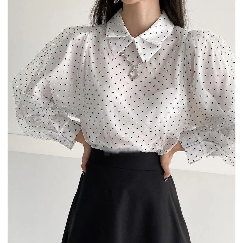 Blusas Para Mujer Camisas Para Mujer Blusa Retro De Lunares Para