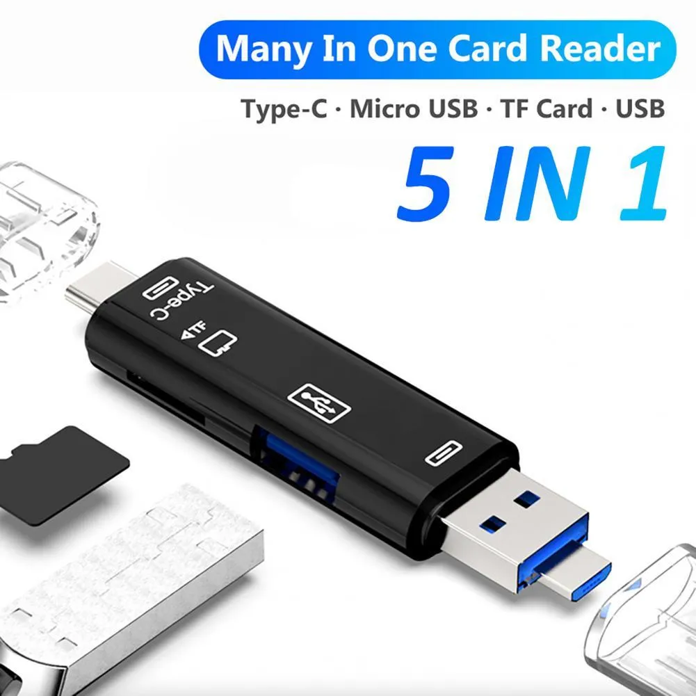 Adaptateur De Lecteur De Carte USB 5 En 1: Type C Micro USB 2.0, OTG TF Micro SD À Haute Vitesse Pour Les Ordinateurs De Téléphones Android Du 1,31 € | DHgate