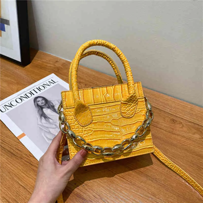 Mini Small Square Bag 2021 New Fashion High Quality Pu Leather Women's Handbag Crocodile Pattern Chain Shoulder Messenger Bags