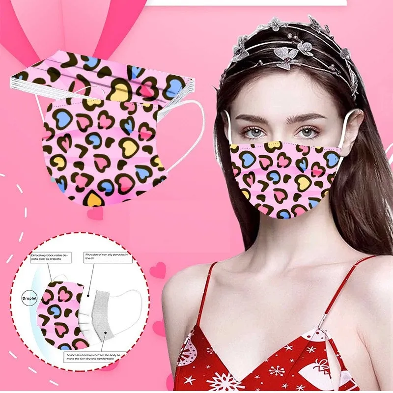 Valentijnsdag afdrukken wegwerp meltblown weefsel beschermend masker hang oor type volwassen paar drie-lagen zacht liefde mode masker