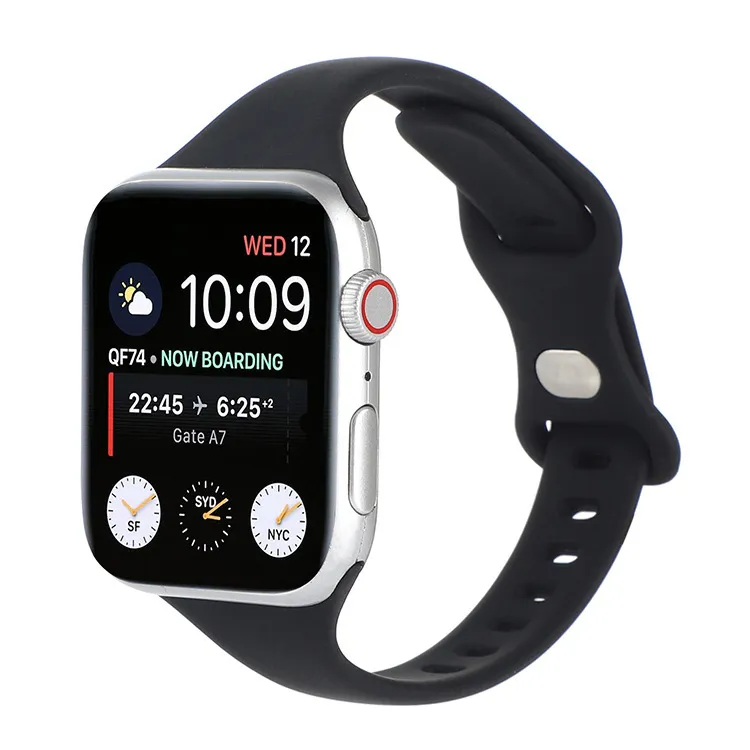 Nieuw voor apple watch vlinder gesp iwatch7 super hot en modieuze siliconen monochrome enkele cirkel band 42/44/45mm 38/40/41mm optioneel