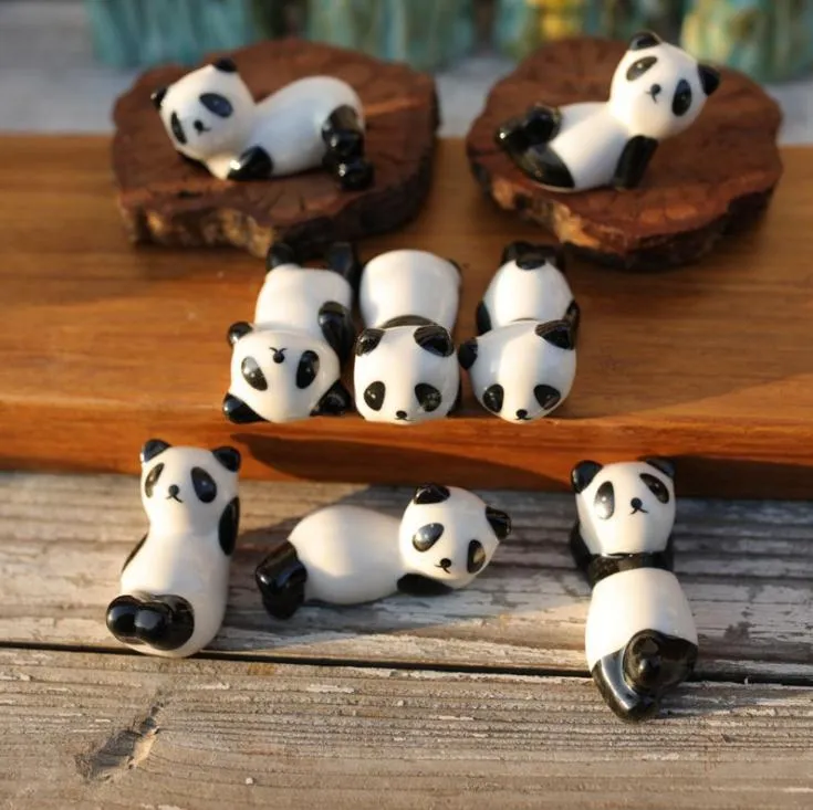 8PCS Ceramics Chopsticks Stands Cartoon Panda Shaped