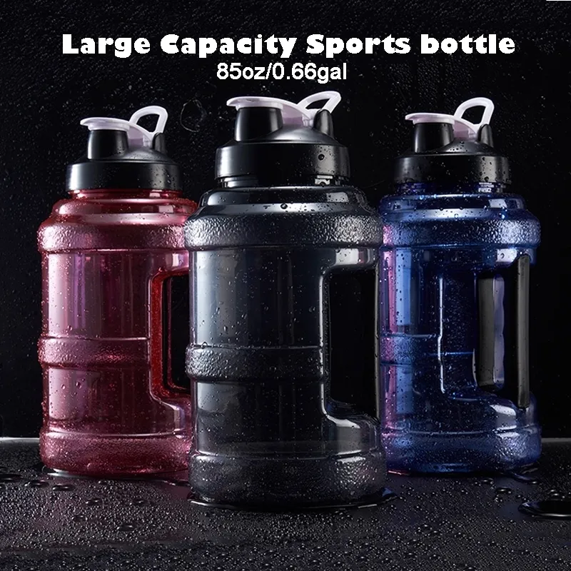Sportflaskor Dumbell Weightlifting Bottle 85oz Half Gallon Water Jug BPA Gratis för Gym Fitness 2.2L 2200ml 201105