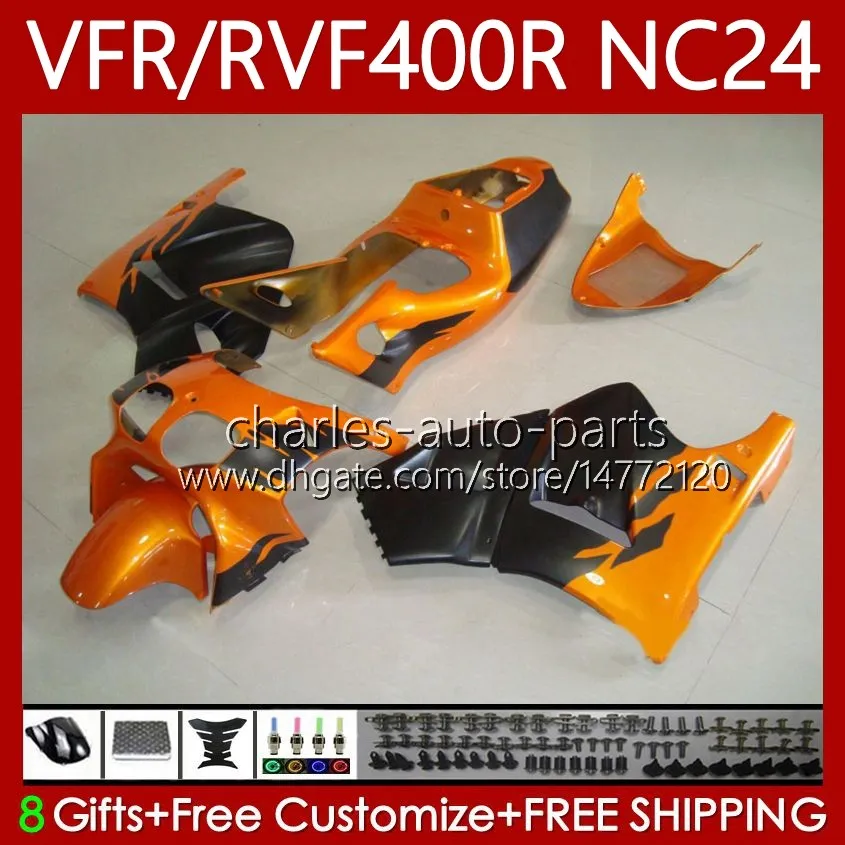 OEM BODY FÖR HONDA RVF400R VFR400 R VFR400R NC24 V4 87 88 Orange Black Bodywork 78NO.15 RVF400 RVF VFR 400 R 400RR 87-88 VFFR 400R VFR400RR 1987 1988 Motorcykel Fairing