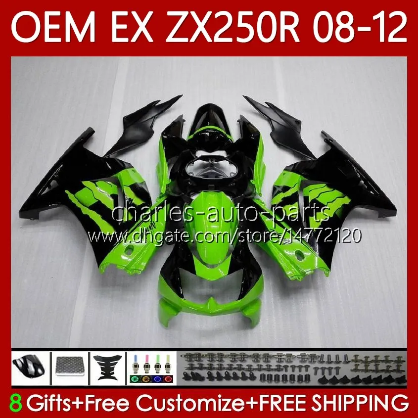 OEM Body For KAWASAKI NINJA EX250 ZX250 R EX ZX 250R ZX-250R 2008-2012 81No.40 EX-250 ZX250R 2008 2009 2010 2011 2012 EX250R 08 09 10 11 12 Injection Fairing green sotck