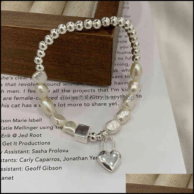 Baroque Pearl love Beaded 925 Sterling Sier Bracelet ins niche dign jewelry 2022 new fashion
